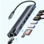 ZEUS Adapter-konverter USB Tip C Zeus 11/1 1xUSB3.0/3xUSB2.0/HDMI/TF/SD/Audio/RJ45/VGA/Tip C PD